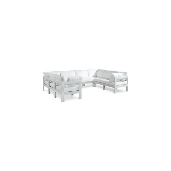 Meridian Furniture Nizuc White Water Resistant Fabric Outdoor Patio Modular Sectional