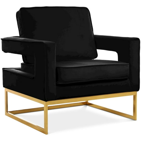 Meridian Furniture Noah 19"H Velvet Accent Chair in Black and Gold