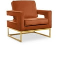 thumbnail image 1 of Meridian Furniture Noah 19"H Velvet Accent Chair in Cognac and Gold, 1 of 7