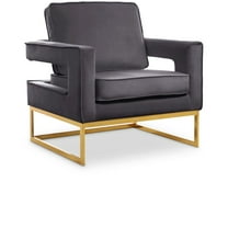 Meridian Furniture Noah Gray Velvet Accent Chair with Gold Iron Base