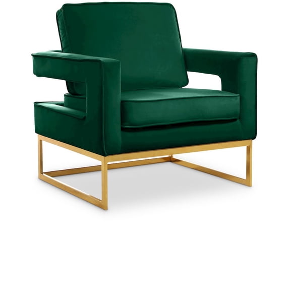 Meridian Furniture Noah Green Velvet Accent Chair with Gold Iron Base