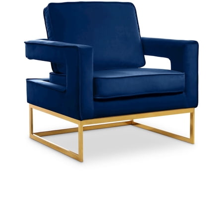 Meridian Furniture Noah Navy Velvet Accent Chair with Gold Iron Base