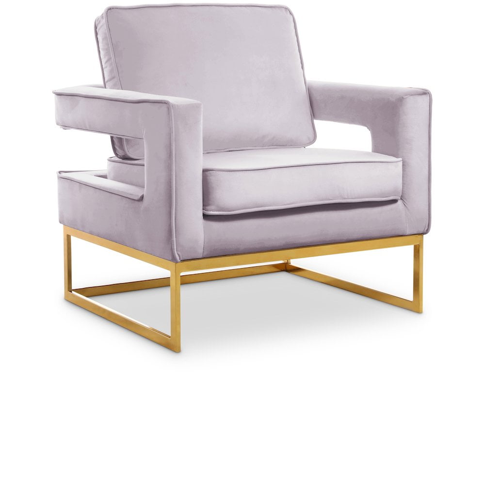 Noah Pink Velvet Accent Chair with Gold Base