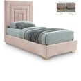 thumbnail image 1 of Meridian Furniture Nora Rich Pink Velvet Twin Bed with Gold/Chrome Legs Included, 1 of 15
