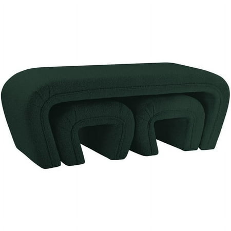 Meridian Furniture Odelia Green Boucle Fabric Bench