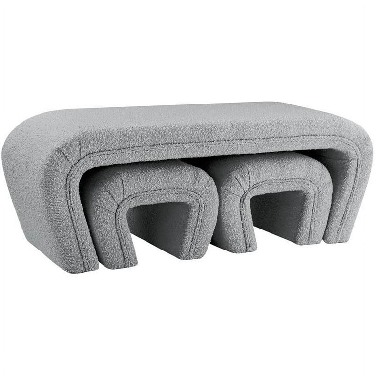 Meridian Furniture Odelia Boucle Fabric Bench Meridian Furniture Odelia Boucle Fabric Bench