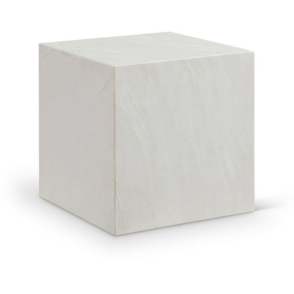 Meridian Furniture Off White Marble Finish Concrete Indoor/Outdoor End Table