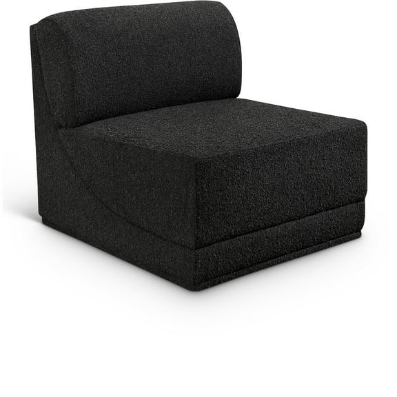 Meridian Furniture Ollie Black Boucle Fabric Armless