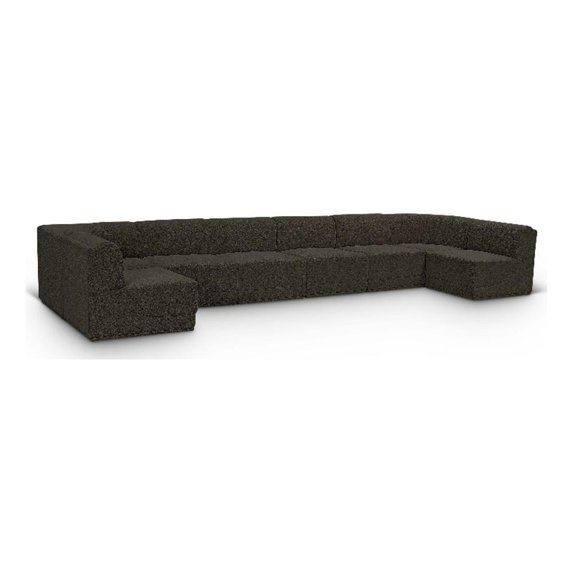 Meridian Furniture Ollie Brown Boucle Fabric Modular Sectional