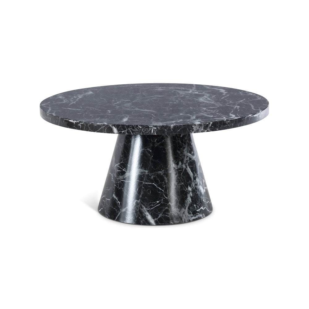 Elegant Omni 36" Round Black Faux Marble & Wood Coffee Table