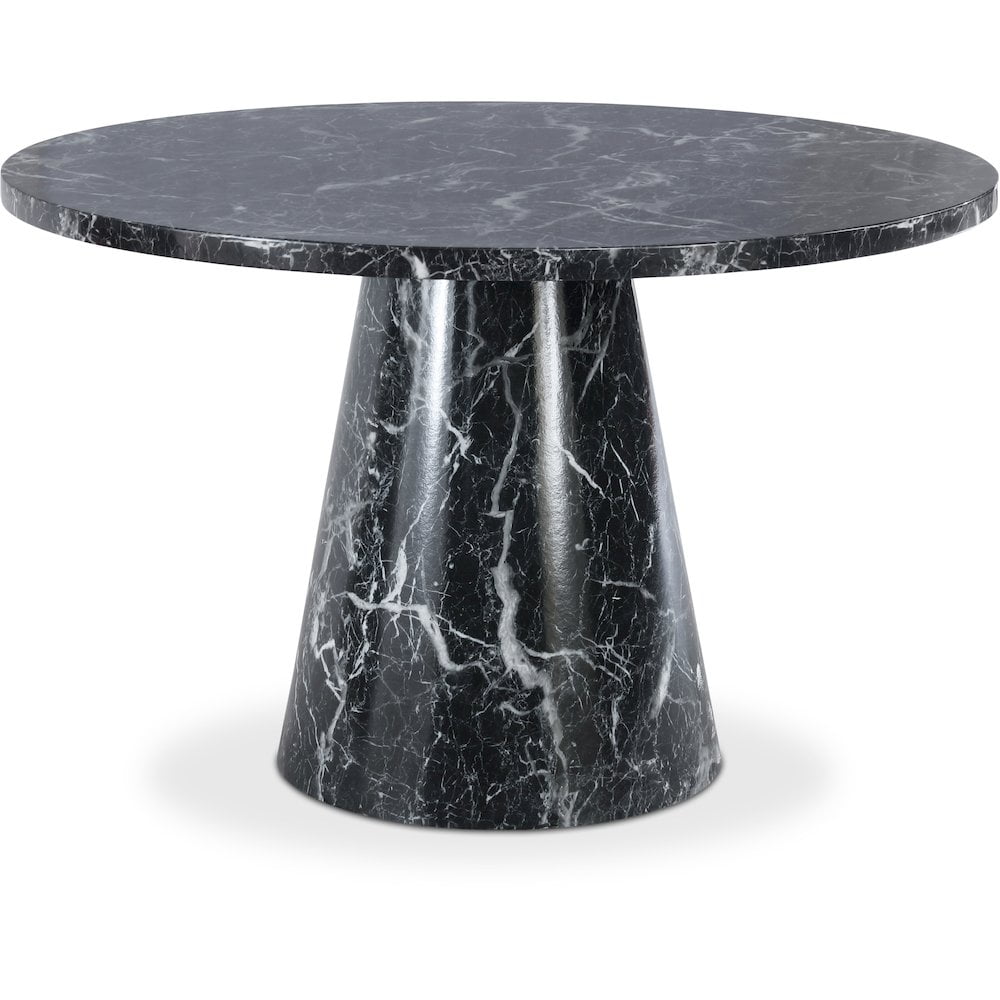 Black Faux Marble 48" Round Contemporary Dining Table