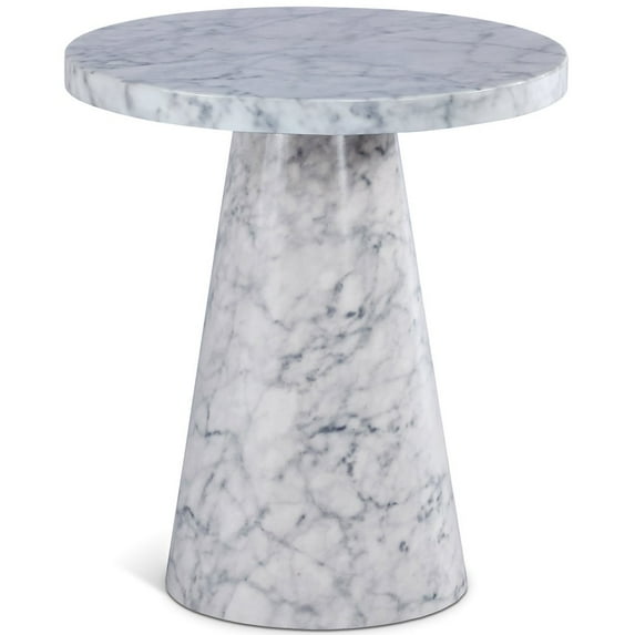 Meridian Furniture Omni White Faux Marble 20" Round End Table