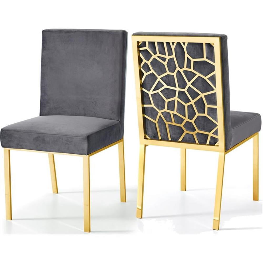 Opal 24" Dark Gray Velvet & Gold Metal Upholstered Dining Chair