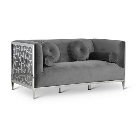 Meridian Furniture Opal Grey Velvet Loveseat