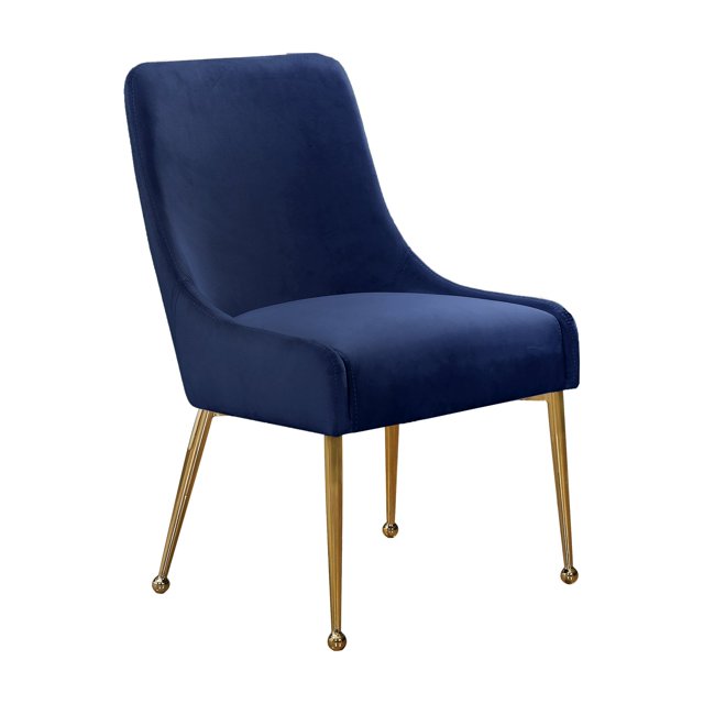 Meridian Furniture Owen 19.5"H Velvet Dining Chair in Navy (Set of 2)