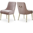 thumbnail image 1 of Meridian Furniture Owen 19.5"H Velvet Dining Chair in Pink (Set of 2), 1 of 5