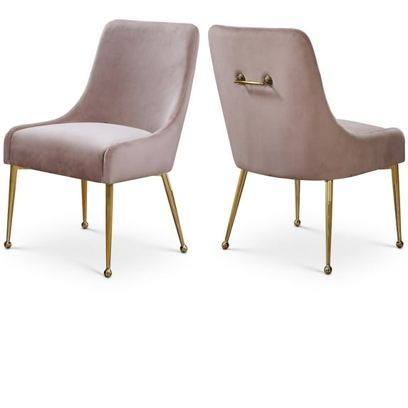 Meridian Furniture Owen 19.5"H Velvet Dining Chair in Pink (Set of 2)