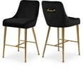 thumbnail image 1 of Meridian Furniture Owen 28"H Velvet Bar Stool in Black (Set of 2), 1 of 5