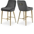 thumbnail image 1 of Meridian Furniture Owen 28"H Velvet Bar Stool in Gray (Set of 2), 1 of 5