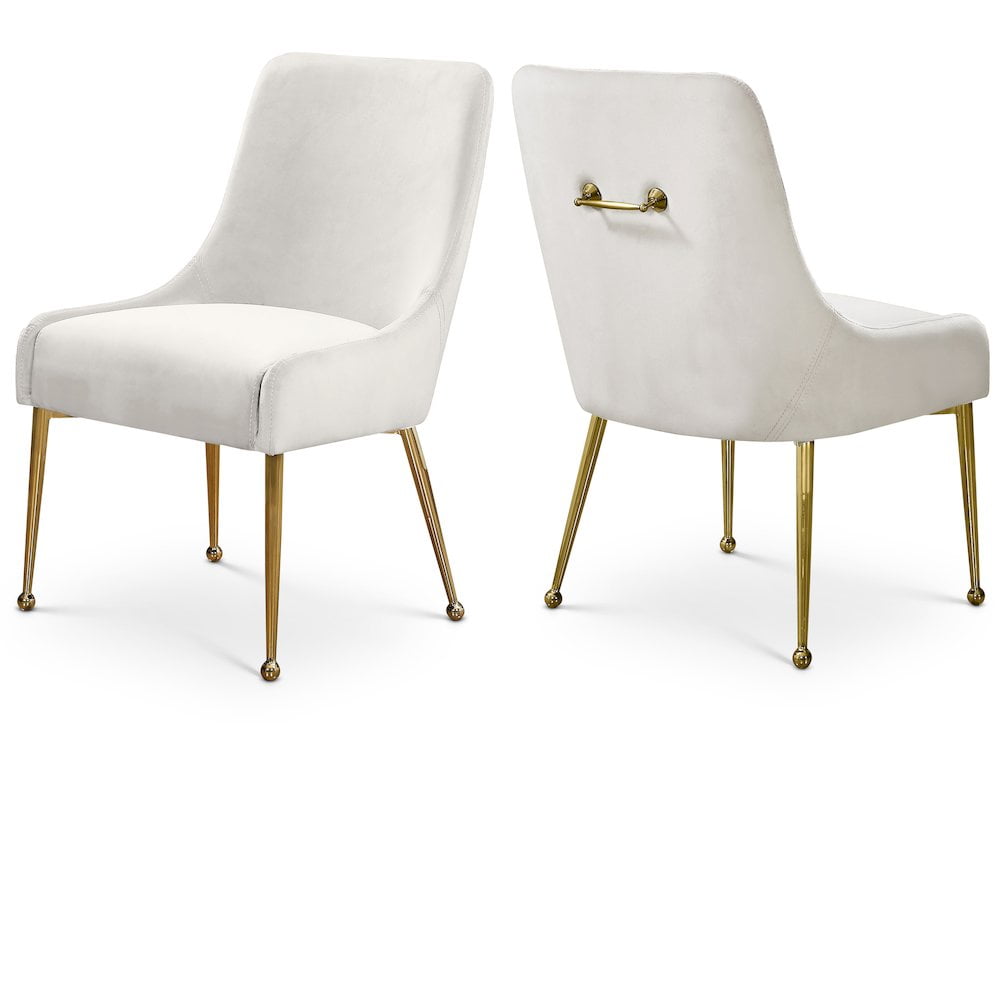Elegant Owen Cream Velvet & Gold Leg Dining Chair