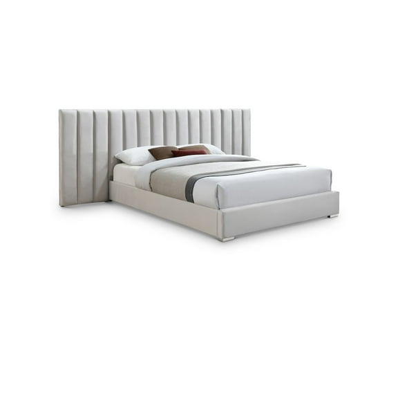 Meridian Furniture Pablo Cream Velvet King Bed with Chrome Metal Legs