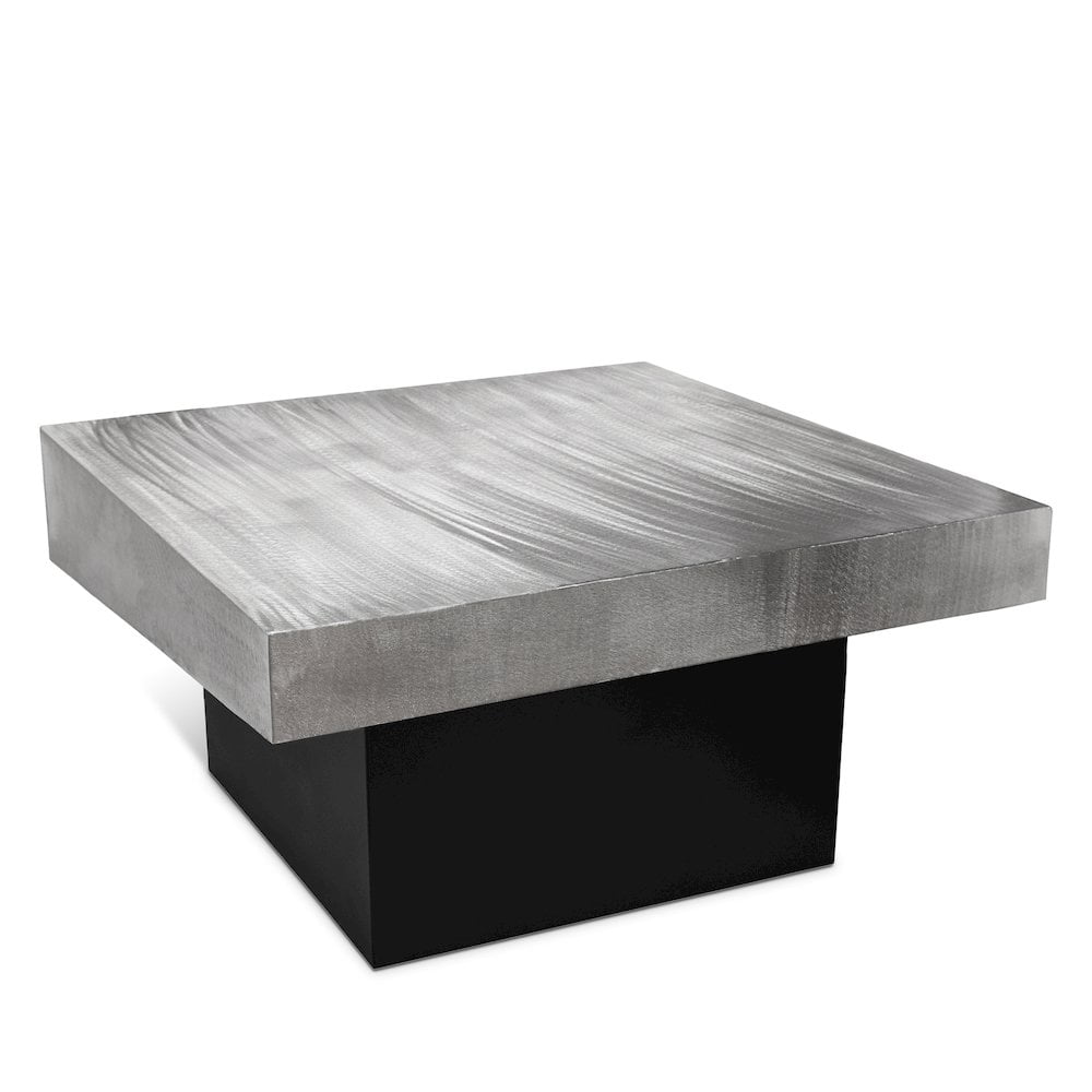 Silver and Black Matte Metal Square Cocktail Table