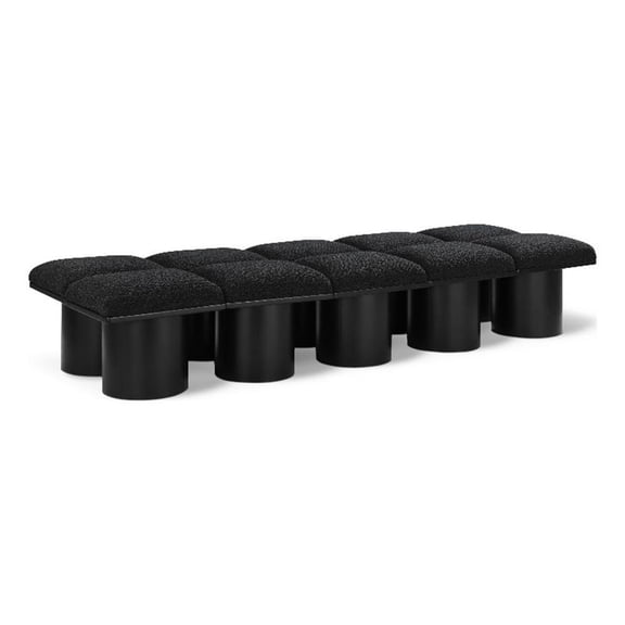 Meridian Furniture Pavilion Black Boucle Fabric Bench
