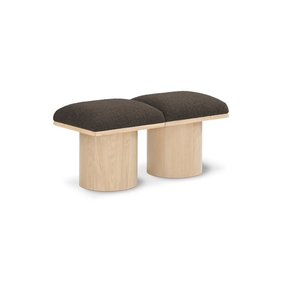 Meridian Furniture Pavilion Brown Boucle Fabric Bench
