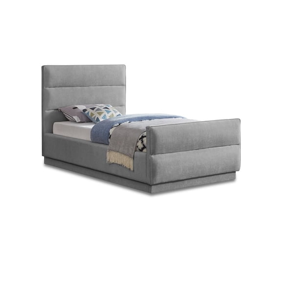 Meridian Furniture Paxton Grey Chenille Fabric Twin Bed