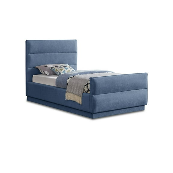 Meridian Furniture Paxton Light Blue Chenille Fabric Twin Bed