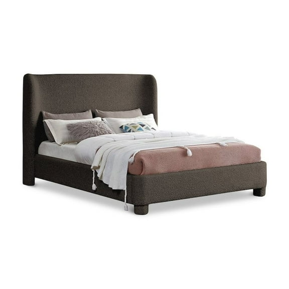 Meridian Furniture Penny Brown Boucle Fabric Full Bed