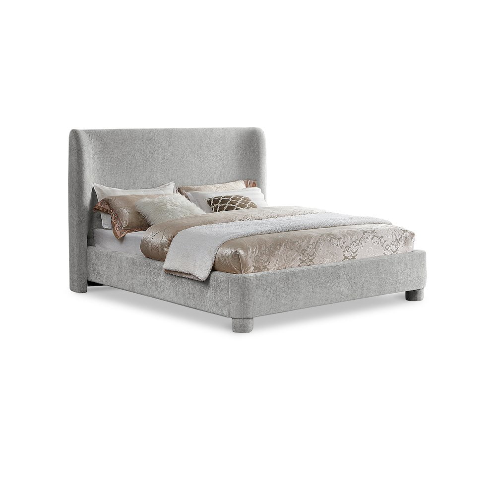 Meridian Furniture Penny Light Grey Chenille Fabric King Bed