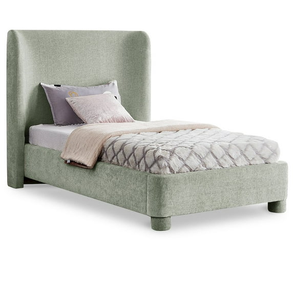 Meridian Furniture Penny Mint Green Chenille Fabric Twin Bed