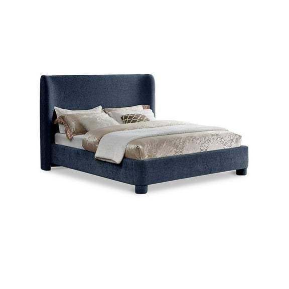 Meridian Furniture Penny Navy Chenille Fabric Full Bed