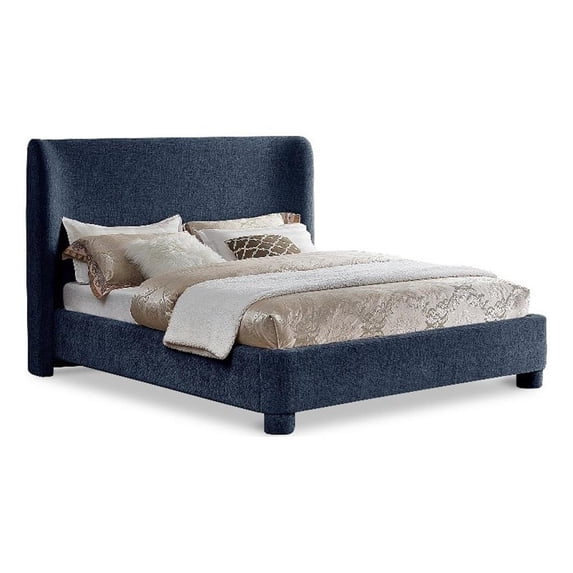 Meridian Furniture Penny Navy Chenille Fabric King Bed