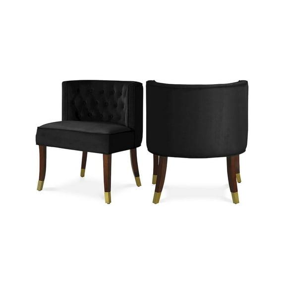 Meridian Furniture Perry Black Velvet Dining Chair in Espresso Finish (Set of 2)