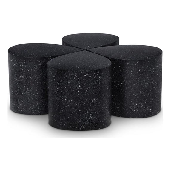 Meridian Furniture Petal 4-Piece Black Terrazzo Pattern Iron Metal Coffee Table