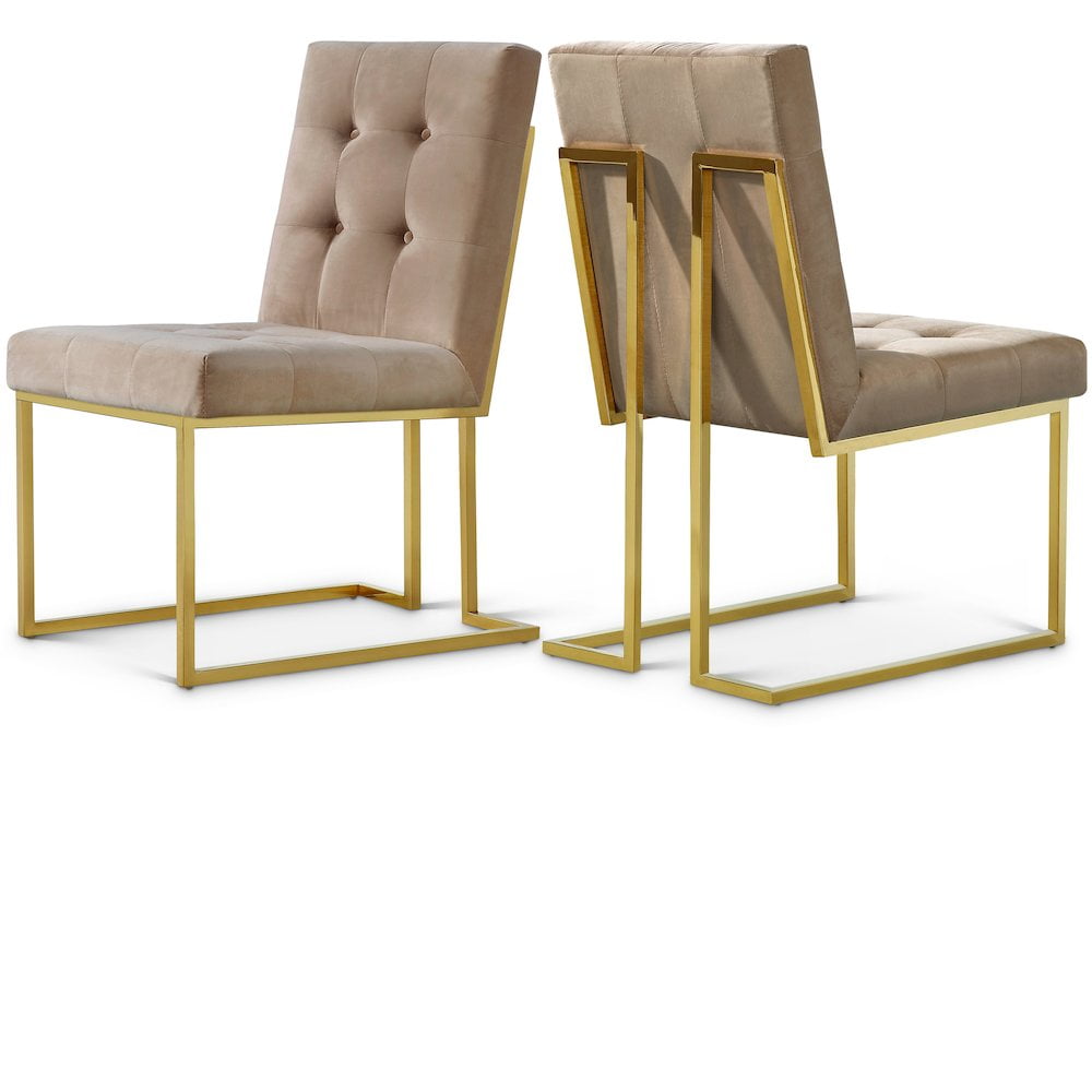 Meridian Furniture Pierre 19.5"H Velvet Dining Chair in Beige (Set of 2)