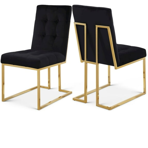 Meridian Furniture Pierre 19.5"H Velvet Dining Chair in Black (Set of 2)
