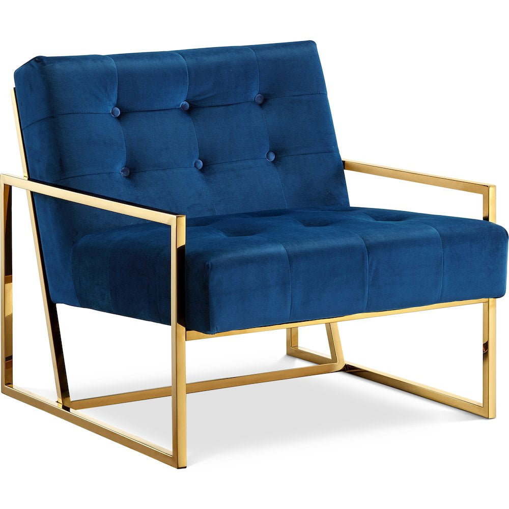 Pierre Navy Velvet Gold Base Accent Chair