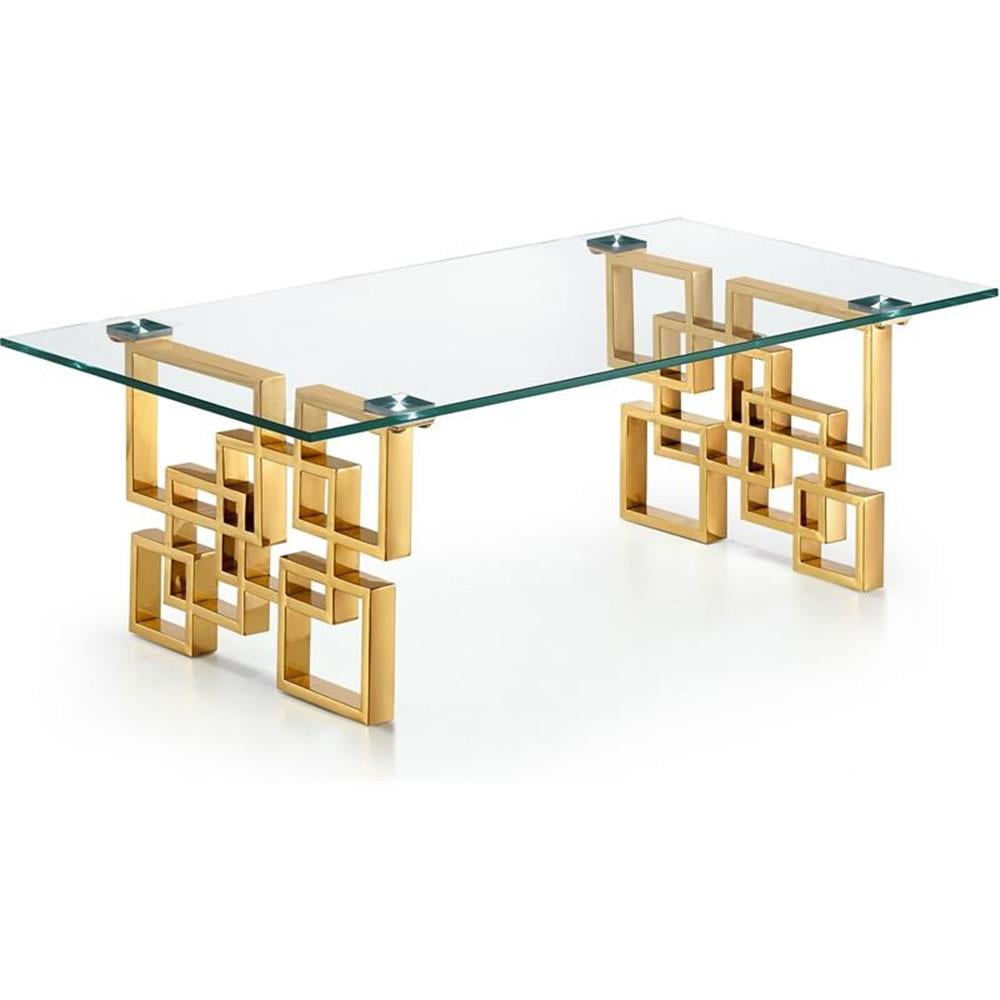Glamorous Gold and Glass 24" Rectangular Coffee Table