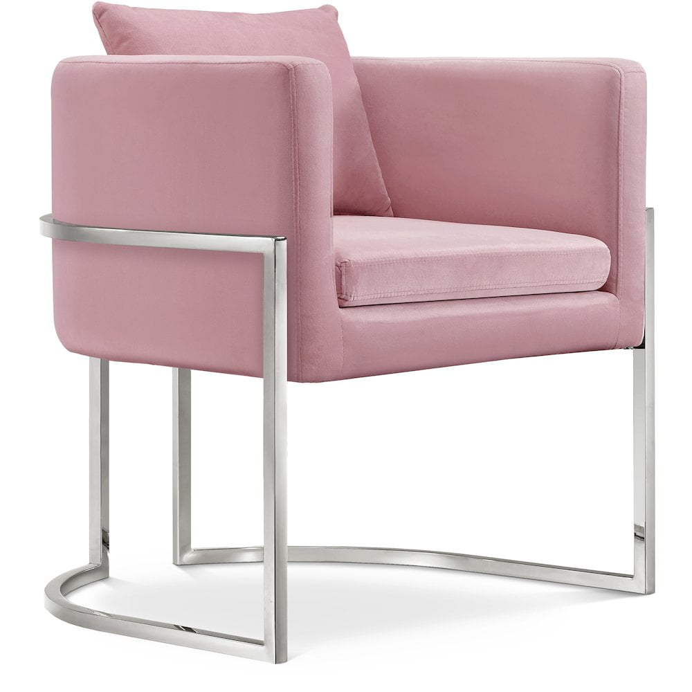 Pippa Pink Velvet and Chrome Accent Chair