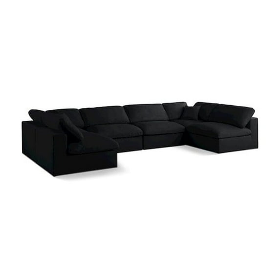 Meridian Furniture Plush Black Velvet Standard Modular Sectional