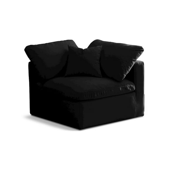 Meridian Furniture Plush Standard Black Velvet Modular Corner Chair