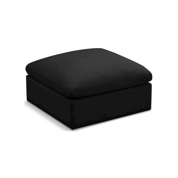 Meridian Furniture Plush Standard Black Velvet Modular Ottoman