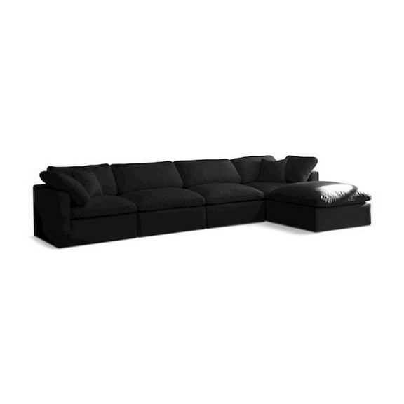 Meridian Furniture Plush Standard Black Velvet Modular Sectional