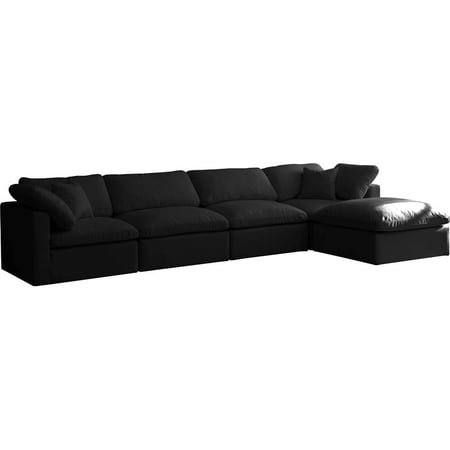 Meridian Furniture Plush Standard Black Velvet Modular Sectional