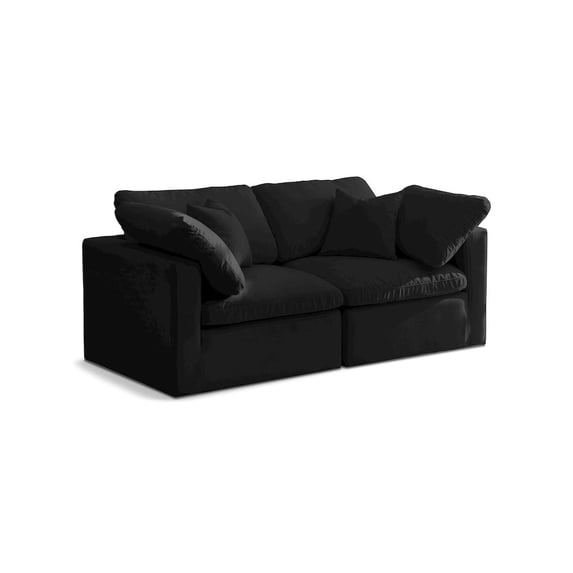 Meridian Furniture Plush Standard Black Velvet Modular Sofa