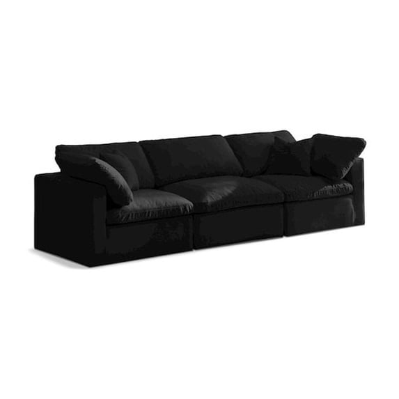 Meridian Furniture Plush Standard Black Velvet Modular Sofa