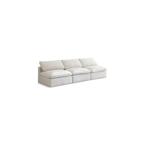 Meridian Furniture Plush Standard Cream Velvet Modular Armless Sofa